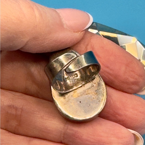 Elegant Teardrop Silver Turquoise adjustable ring - Picture 5 of 5